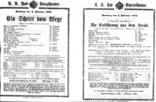 Theaterzettel (Oper und Burgtheater in Wien) 18720204 Seite: 1