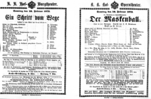 Theaterzettel (Oper und Burgtheater in Wien) 18720210 Seite: 1