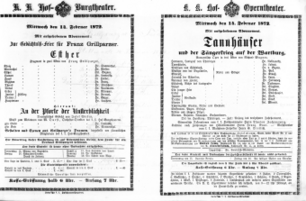 Theaterzettel (Oper und Burgtheater in Wien) 18720214 Seite: 1