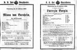 Theaterzettel (Oper und Burgtheater in Wien) 18720215 Seite: 1