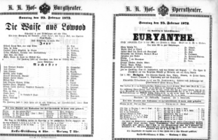 Theaterzettel (Oper und Burgtheater in Wien) 18720225 Seite: 1