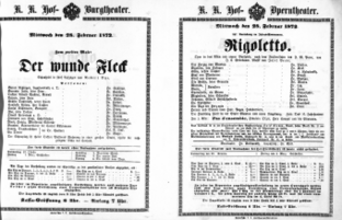Theaterzettel (Oper und Burgtheater in Wien) 18720228 Seite: 1