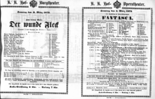 Theaterzettel (Oper und Burgtheater in Wien) 18720303 Seite: 1