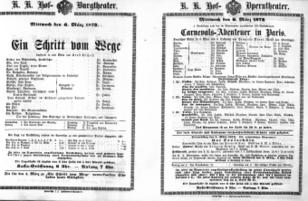 Theaterzettel (Oper und Burgtheater in Wien) 18720306 Seite: 1