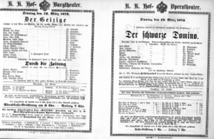 Theaterzettel (Oper und Burgtheater in Wien) 18720312 Seite: 1