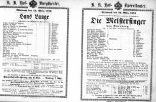 Theaterzettel (Oper und Burgtheater in Wien) 18720313 Seite: 1