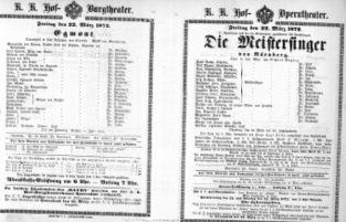 Theaterzettel (Oper und Burgtheater in Wien) 18720322 Seite: 1