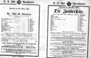 Theaterzettel (Oper und Burgtheater in Wien) 18720323 Seite: 1