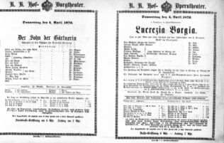 Theaterzettel (Oper und Burgtheater in Wien) 18720404 Seite: 1