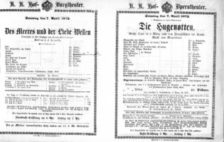 Theaterzettel (Oper und Burgtheater in Wien) 18720407 Seite: 1