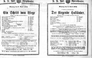 Theaterzettel (Oper und Burgtheater in Wien) 18720408 Seite: 1