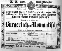 Theaterzettel (Oper und Burgtheater in Wien) 18720409 Seite: 1