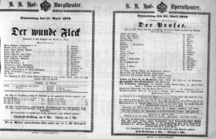 Theaterzettel (Oper und Burgtheater in Wien) 18720411 Seite: 1