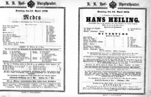 Theaterzettel (Oper und Burgtheater in Wien) 18720414 Seite: 1