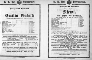 Theaterzettel (Oper und Burgtheater in Wien) 18720419 Seite: 1