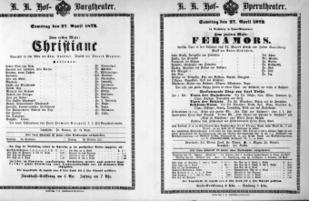 Theaterzettel (Oper und Burgtheater in Wien) 18720427 Seite: 1