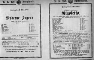 Theaterzettel (Oper und Burgtheater in Wien) 18720503 Seite: 1