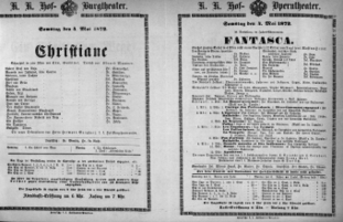 Theaterzettel (Oper und Burgtheater in Wien) 18720504 Seite: 1