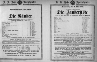 Theaterzettel (Oper und Burgtheater in Wien) 18720509 Seite: 1