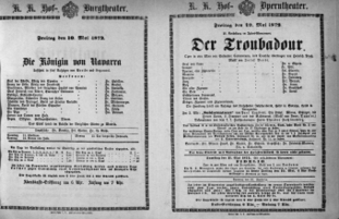 Theaterzettel (Oper und Burgtheater in Wien) 18720510 Seite: 1