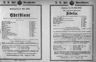 Theaterzettel (Oper und Burgtheater in Wien) 18720511 Seite: 1