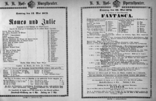 Theaterzettel (Oper und Burgtheater in Wien) 18720512 Seite: 1