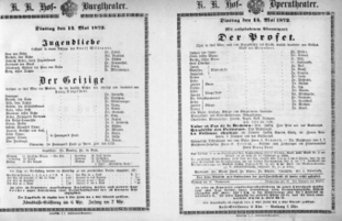 Theaterzettel (Oper und Burgtheater in Wien) 18720514 Seite: 1