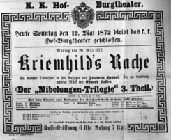 Theaterzettel (Oper und Burgtheater in Wien) 18720519 Seite: 1