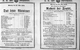 Theaterzettel (Oper und Burgtheater in Wien) 18720527 Seite: 1