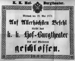 Theaterzettel (Oper und Burgtheater in Wien) 18720529 Seite: 1