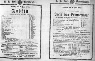 Theaterzettel (Oper und Burgtheater in Wien) 18720603 Seite: 1