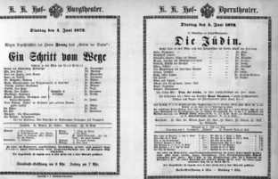 Theaterzettel (Oper und Burgtheater in Wien) 18720604 Seite: 1