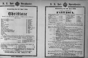 Theaterzettel (Oper und Burgtheater in Wien) 18720613 Seite: 1