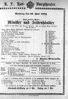 Theaterzettel (Oper und Burgtheater in Wien) 18720616 Seite: 1