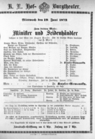 Theaterzettel (Oper und Burgtheater in Wien) 18720619 Seite: 1