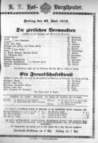 Theaterzettel (Oper und Burgtheater in Wien) 18720621 Seite: 1