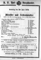 Theaterzettel (Oper und Burgtheater in Wien) 18720622 Seite: 1