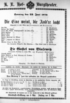Theaterzettel (Oper und Burgtheater in Wien) 18720623 Seite: 1