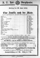 Theaterzettel (Oper und Burgtheater in Wien) 18720628 Seite: 1