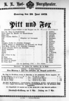 Theaterzettel (Oper und Burgtheater in Wien) 18720629 Seite: 1