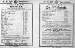 Theaterzettel (Oper und Burgtheater in Wien) 18720818 Seite: 1
