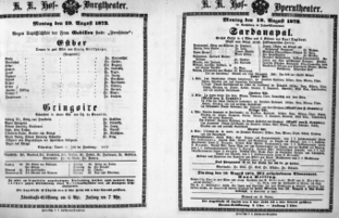 Theaterzettel (Oper und Burgtheater in Wien) 18720819 Seite: 1