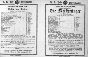 Theaterzettel (Oper und Burgtheater in Wien) 18720823 Seite: 1