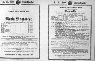 Theaterzettel (Oper und Burgtheater in Wien) 18720824 Seite: 1