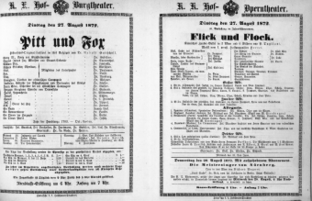 Theaterzettel (Oper und Burgtheater in Wien) 18720827 Seite: 1