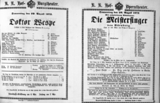 Theaterzettel (Oper und Burgtheater in Wien) 18720829 Seite: 1