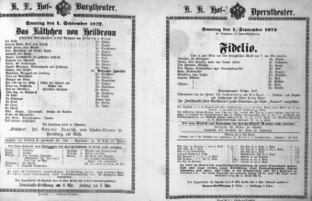 Theaterzettel (Oper und Burgtheater in Wien) 18720901 Seite: 1