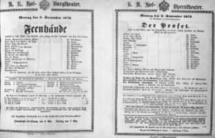 Theaterzettel (Oper und Burgtheater in Wien) 18720902 Seite: 1