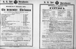 Theaterzettel (Oper und Burgtheater in Wien) 18720904 Seite: 1