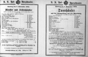 Theaterzettel (Oper und Burgtheater in Wien) 18720907 Seite: 1